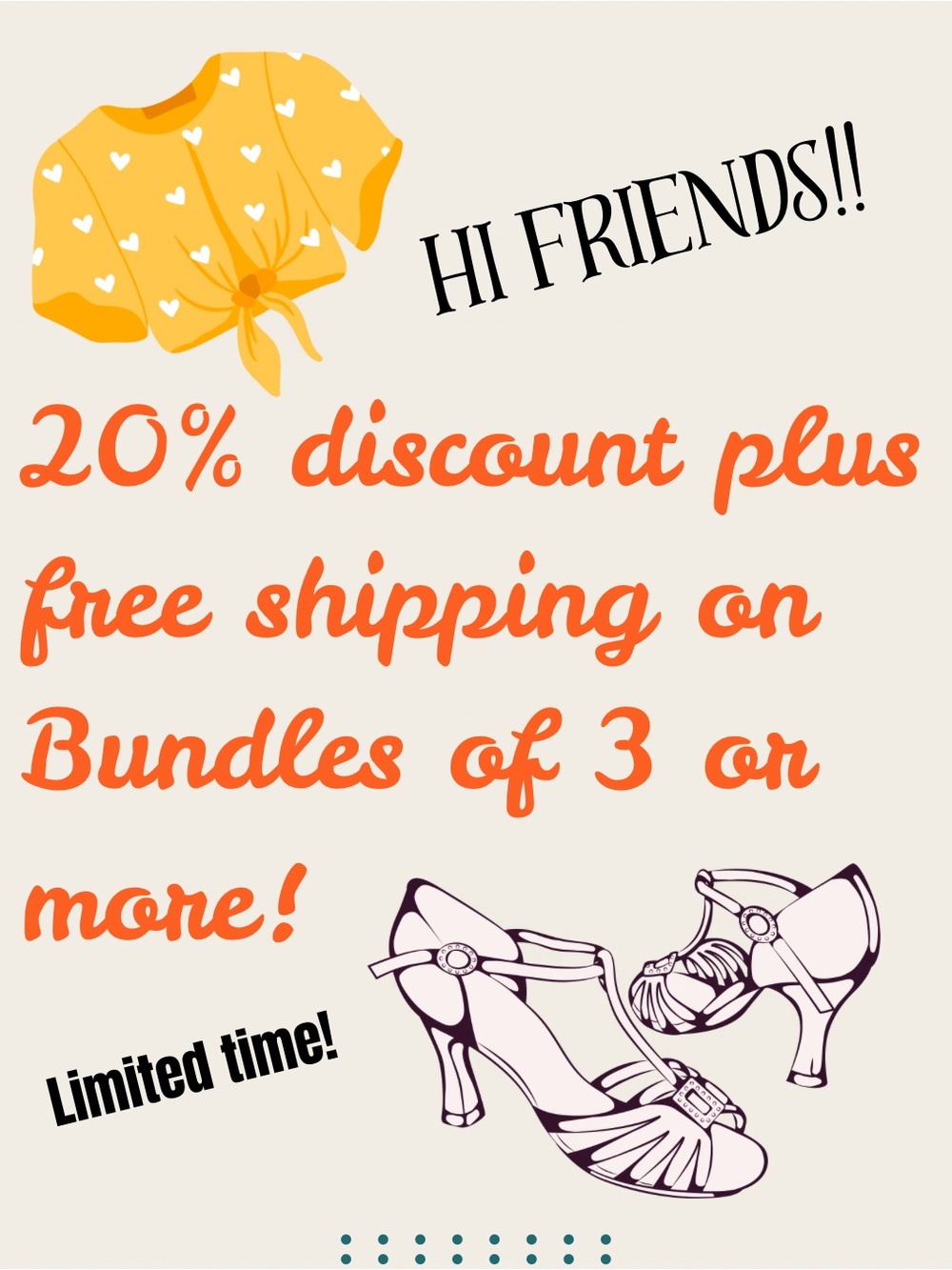 20% Discount on Bundles of 3 or more! Plus free shipping! Limited time!